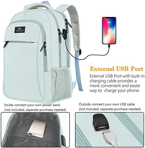 MATEIN Business Laptop Backpack  15 6 Inch Travel Laptop Bag Rucksack with USB Charging Port  Water Resistant Bag Daypack for Work College Computer Men Women Backpack  Black