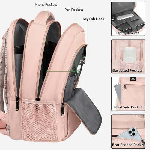 MATEIN Business Laptop Backpack  15 6 Inch Travel Laptop Bag Rucksack with USB Charging Port  Water Resistant Bag Daypack for Work College Computer Men Women Backpack  Black