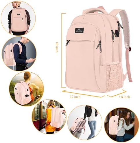 MATEIN Business Laptop Backpack  15 6 Inch Travel Laptop Bag Rucksack with USB Charging Port  Water Resistant Bag Daypack for Work College Computer Men Women Backpack  Black