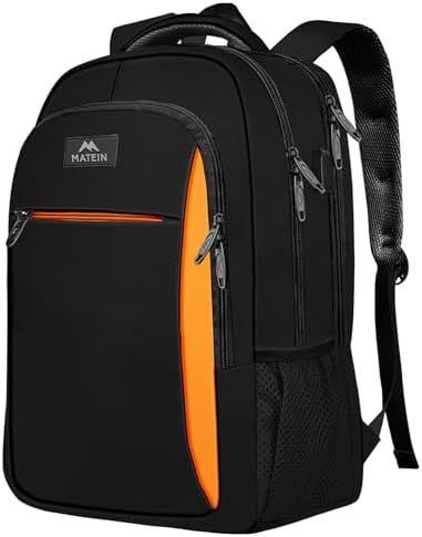 MATEIN Business Laptop Backpack  15 6 Inch Travel Laptop Bag Rucksack with USB Charging Port  Water Resistant Bag Daypack for Work College Computer Men Women Backpack  Black