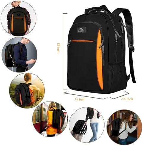 MATEIN Business Laptop Backpack  15 6 Inch Travel Laptop Bag Rucksack with USB Charging Port  Water Resistant Bag Daypack for Work College Computer Men Women Backpack  Black