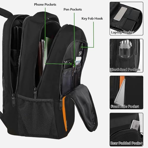 MATEIN Business Laptop Backpack  15 6 Inch Travel Laptop Bag Rucksack with USB Charging Port  Water Resistant Bag Daypack for Work College Computer Men Women Backpack  Black