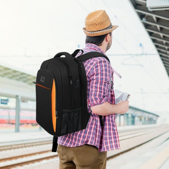 MATEIN Business Laptop Backpack  15 6 Inch Travel Laptop Bag Rucksack with USB Charging Port  Water Resistant Bag Daypack for Work College Computer Men Women Backpack  Black