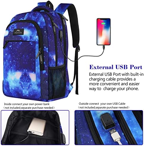 MATEIN Business Laptop Backpack  15 6 Inch Travel Laptop Bag Rucksack with USB Charging Port  Water Resistant Bag Daypack for Work College Computer Men Women Backpack  Black