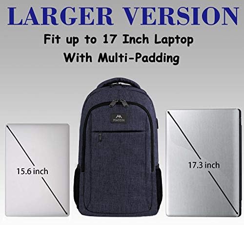 MATEIN Business Laptop Backpack  15 6 Inch Travel Laptop Bag Rucksack with USB Charging Port  Water Resistant Bag Daypack for Work College Computer Men Women Backpack  Black
