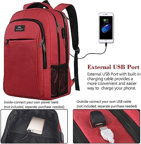 MATEIN Business Laptop Backpack  15 6 Inch Travel Laptop Bag Rucksack with USB Charging Port  Water Resistant Bag Daypack for Work College Computer Men Women Backpack  Black