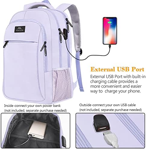 MATEIN Business Laptop Backpack  15 6 Inch Travel Laptop Bag Rucksack with USB Charging Port  Water Resistant Bag Daypack for Work College Computer Men Women Backpack  Black