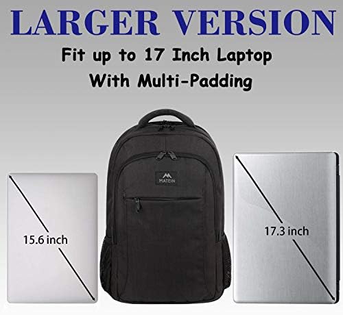 MATEIN Business Laptop Backpack  15 6 Inch Travel Laptop Bag Rucksack with USB Charging Port  Water Resistant Bag Daypack for Work College Computer Men Women Backpack  Black