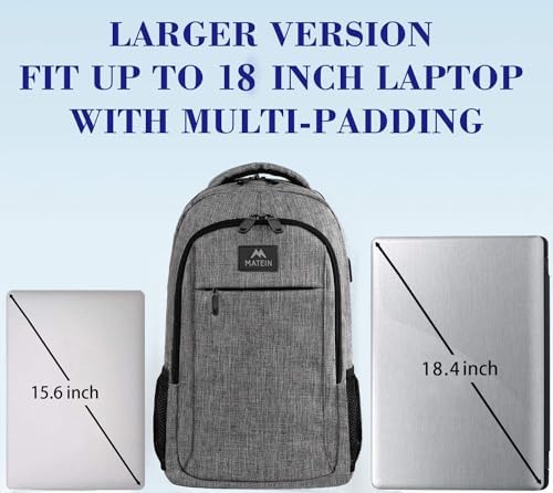 MATEIN Business Laptop Backpack  15 6 Inch Travel Laptop Bag Rucksack with USB Charging Port  Water Resistant Bag Daypack for Work College Computer Men Women Backpack  Black