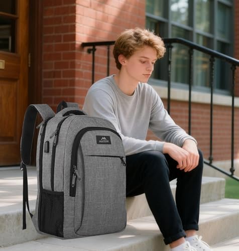 MATEIN Business Laptop Backpack  15 6 Inch Travel Laptop Bag Rucksack with USB Charging Port  Water Resistant Bag Daypack for Work College Computer Men Women Backpack  Black