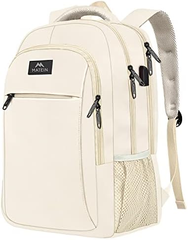 MATEIN Business Laptop Backpack  15 6 Inch Travel Laptop Bag Rucksack with USB Charging Port  Water Resistant Bag Daypack for Work College Computer Men Women Backpack  Black