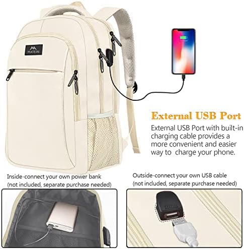 MATEIN Business Laptop Backpack  15 6 Inch Travel Laptop Bag Rucksack with USB Charging Port  Water Resistant Bag Daypack for Work College Computer Men Women Backpack  Black