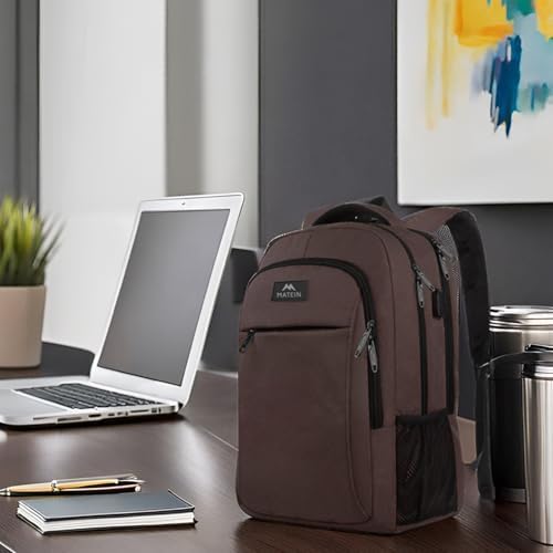 MATEIN Business Laptop Backpack  15 6 Inch Travel Laptop Bag Rucksack with USB Charging Port  Water Resistant Bag Daypack for Work College Computer Men Women Backpack  Black