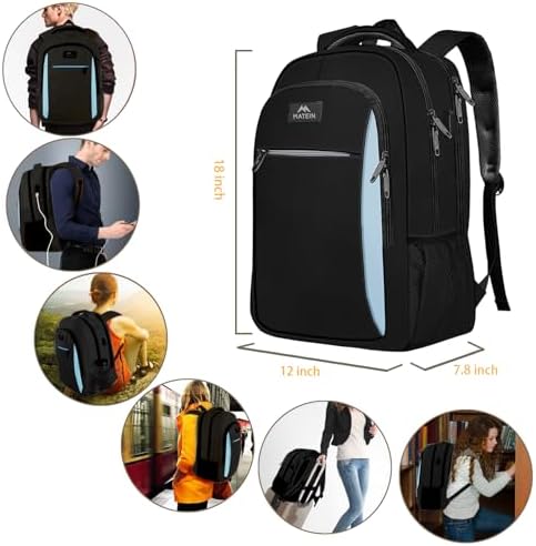 MATEIN Business Laptop Backpack  15 6 Inch Travel Laptop Bag Rucksack with USB Charging Port  Water Resistant Bag Daypack for Work College Computer Men Women Backpack  Black