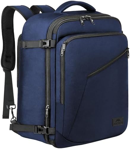 MATEIN Extra Large Mens Travel Backpack Carry on  Expandable Traveling Backpack for Men Airline Approved  Water Resistant Business Casual Daypack  Traveler Gift  Blue