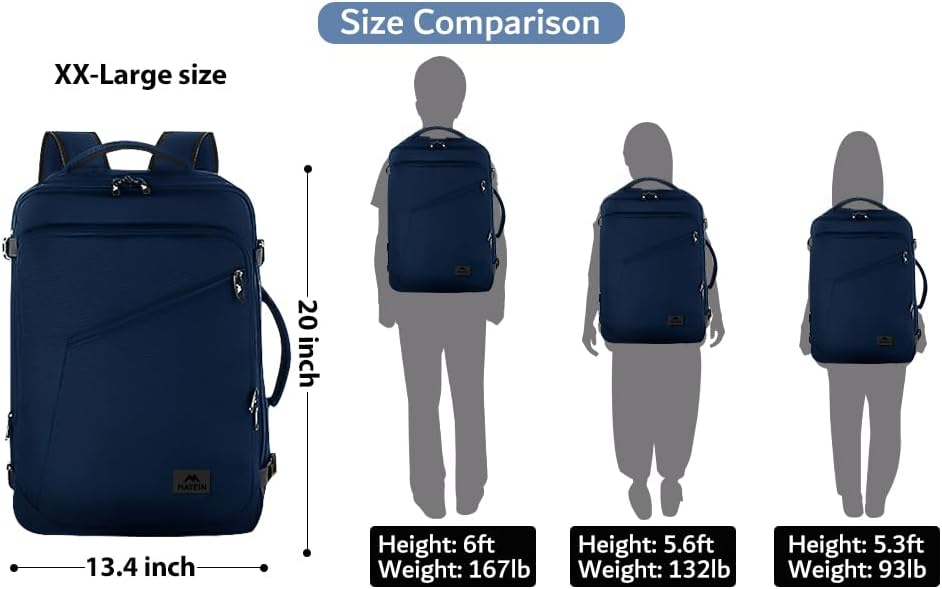 MATEIN Extra Large Mens Travel Backpack Carry on  Expandable Traveling Backpack for Men Airline Approved  Water Resistant Business Casual Daypack  Traveler Gift  Blue