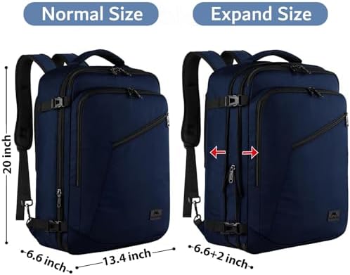 MATEIN Extra Large Mens Travel Backpack Carry on  Expandable Traveling Backpack for Men Airline Approved  Water Resistant Business Casual Daypack  Traveler Gift  Blue