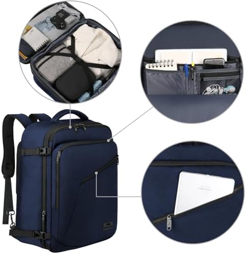 MATEIN Extra Large Mens Travel Backpack Carry on  Expandable Traveling Backpack for Men Airline Approved  Water Resistant Business Casual Daypack  Traveler Gift  Blue