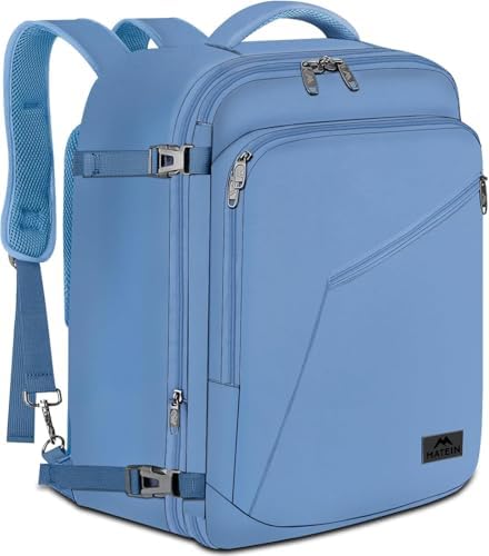 MATEIN Extra Large Mens Travel Backpack Carry on  Expandable Traveling Backpack for Men Airline Approved  Water Resistant Business Casual Daypack  Traveler Gift  Blue