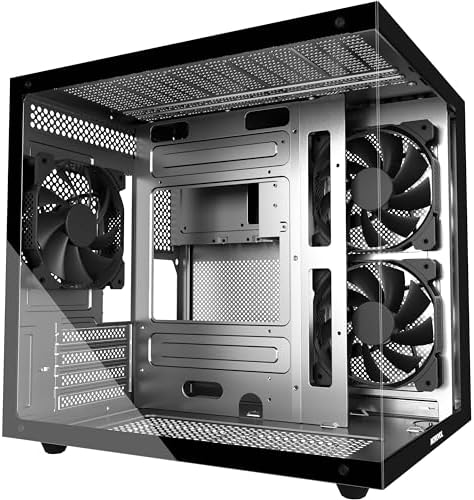 MATX PC Case 270  Panoramic Tempered Glass Panel Gaming PC Case 3 Fans Pre Installed Micro ATX Computer Case USB 3 0 Black V3 