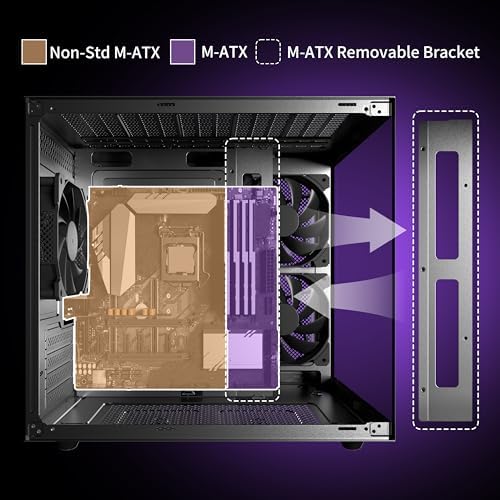 MATX PC Case 270  Panoramic Tempered Glass Panel Gaming PC Case 3 Fans Pre Installed Micro ATX Computer Case USB 3 0 Black V3 