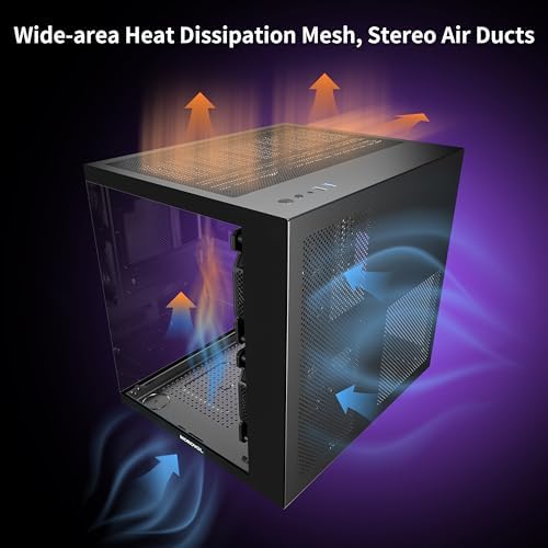 MATX PC Case 270  Panoramic Tempered Glass Panel Gaming PC Case 3 Fans Pre Installed Micro ATX Computer Case USB 3 0 Black V3 