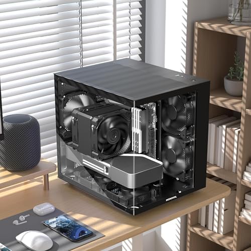 MATX PC Case 270  Panoramic Tempered Glass Panel Gaming PC Case 3 Fans Pre Installed Micro ATX Computer Case USB 3 0 Black V3 