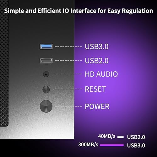 MATX PC Case 270  Panoramic Tempered Glass Panel Gaming PC Case 3 Fans Pre Installed Micro ATX Computer Case USB 3 0 Black V3 