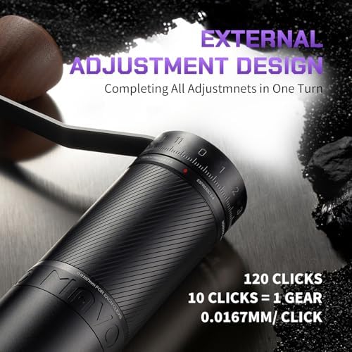 MAVO Manual Coffee Grinder  Phantox Pro Burr Coffee Grinder  Professional 45mm Stainless Steel Grinding Core  Capacity 30g  120 Clicks Adjustment  Hand Coffee Grinder for Espresso  Pour Over  Silver