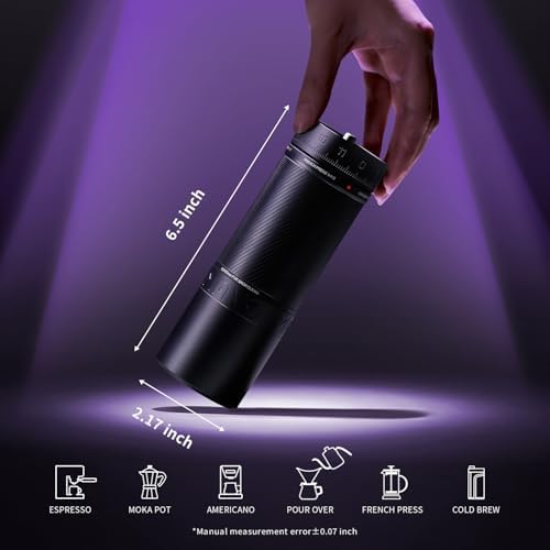 MAVO Manual Coffee Grinder  Phantox Pro Burr Coffee Grinder  Professional 45mm Stainless Steel Grinding Core  Capacity 30g  120 Clicks Adjustment  Hand Coffee Grinder for Espresso  Pour Over  Silver