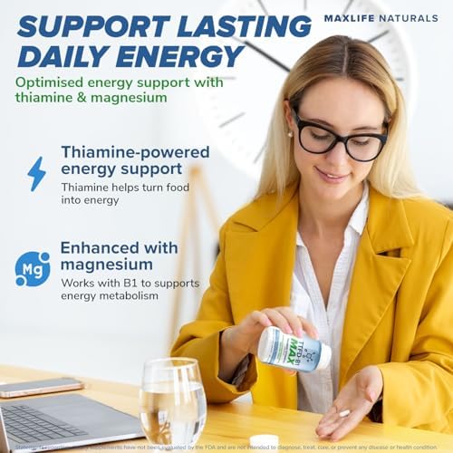 MAXLIFE NATURALS TTFD Thiamine B1 Supplement 180 Capsules Made in USA  Thiamine TTFD Vitamin B1 MAX  High Potency Supplement for Energy & Focus  Supports Healthy Nerve Function & Overall Wellness