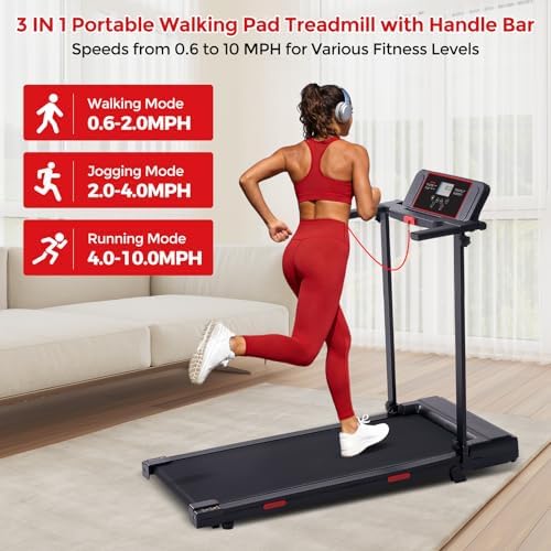 MCRG Walking Pad Treadmill with Incline  2026 Upgrade Portable Walking pad Treadmill with Handle Bar  0 6 7 6MPH Small Treadmills Walking Pad for Home Small  3 5HP  350LBS