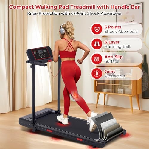 MCRG Walking Pad Treadmill with Incline  2026 Upgrade Portable Walking pad Treadmill with Handle Bar  0 6 7 6MPH Small Treadmills Walking Pad for Home Small  3 5HP  350LBS
