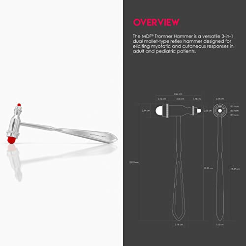 MDF Instruments  Tromner Neurological Reflex Hammer with Pointed tip Handle for cutaneous and Superficial responses   Free Parts for Life & Lifetime Warranty   Red  MDF555 02 