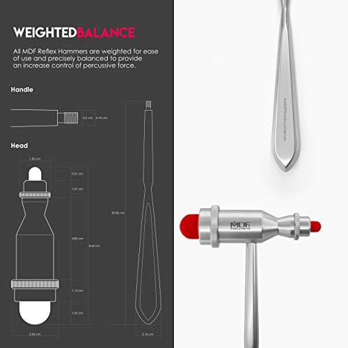 MDF Instruments  Tromner Neurological Reflex Hammer with Pointed tip Handle for cutaneous and Superficial responses   Free Parts for Life & Lifetime Warranty   Red  MDF555 02 