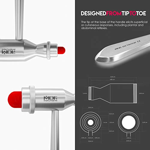 MDF Instruments  Tromner Neurological Reflex Hammer with Pointed tip Handle for cutaneous and Superficial responses   Free Parts for Life & Lifetime Warranty   Red  MDF555 02 