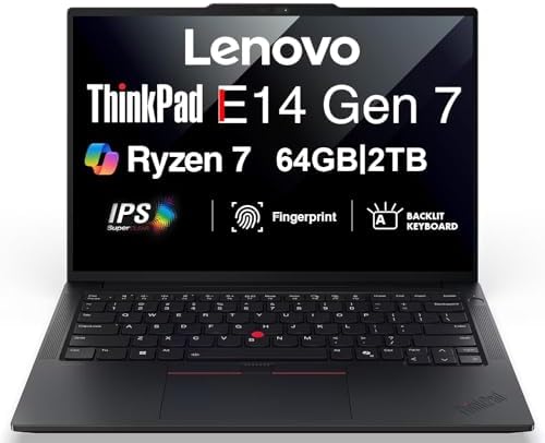 ME2 Customized Laptop  Created Using Lenovo ThinkPad E14 Gen 7 AI Business 14 FHD  Laptop  AMD Ryzen 7 250  8GB/16GB/32GB  64GB DDR5 RAM  512GB/1TB/  2TB SSD  Fingerprint  Backlit KB  Win 11 Pro