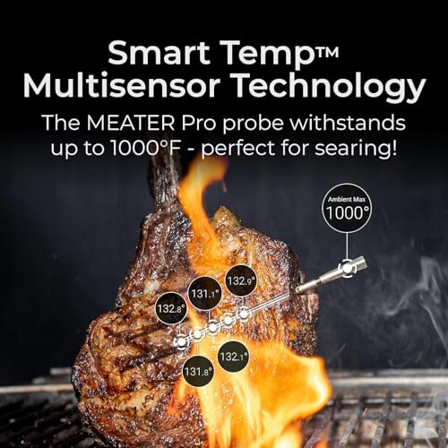 MEATER Pro  Smart Bluetooth Wireless Meat Thermometer Digital   1000 F Heat Resistance   Long Range   Certified Accuracy   BBQ  Oven  Grill  Smoker  Air Fryer  Deep Fryer