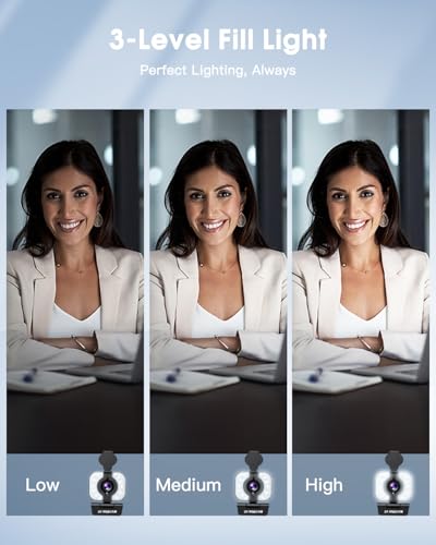 MELCAM 2K Webcam for PC  Web Camera with Microphone  Light  Privacy Cover  Plug and Play Autofocus USB Computer Camera for Laptop  Desktop  PC  Mac  Zoom  Skype  Meeting  Streaming Black