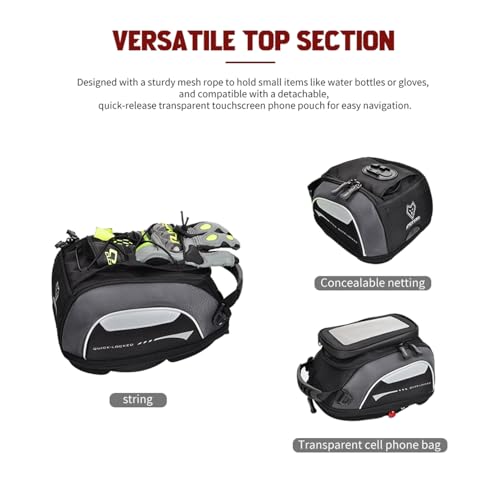 MENAT Motorcycle Tank Bag with Anti Theft Quick Lock Base  5 8L Expandable Storage  Phone Pocket  Rain Cover   For Most SUZUKI Bike  FS  GIXXER SF250 /250 155/150