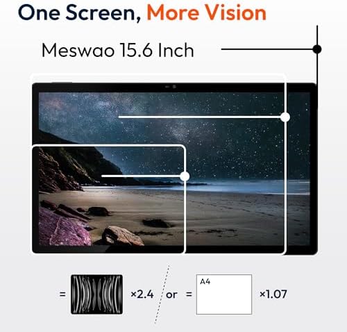 MESWAO 15 6 Inch Android 14 Tablet  2025 Large Tablet with1080 IPS HD Display Big Screen  8 Core  6GB 128GB  Support 1TB TF Card  12000mAh Long Lasting Battery for Movie/Work Space Gray
