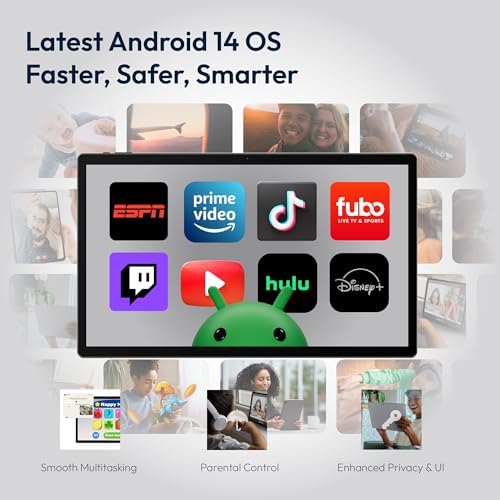 MESWAO 15 6 Inch Android 14 Tablet  2025 Large Tablet with1080 IPS HD Display Big Screen  8 Core  6GB 128GB  Support 1TB TF Card  12000mAh Long Lasting Battery for Movie/Work Space Gray