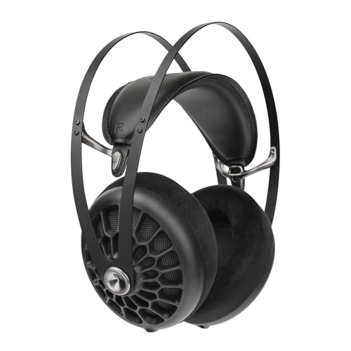MEZE AUDIO 105 AER   Wired Over The Ear Lightweight Audiophile Open Back Headphones   50mm Dynamic Drivers   Low Impedance 42 Ohms   Cables and Carrying Pouch Included  Black 