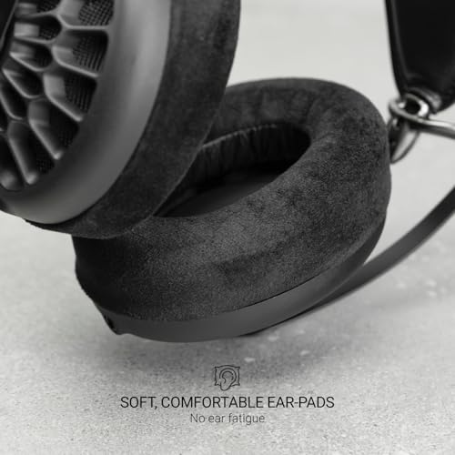 MEZE AUDIO 105 AER   Wired Over The Ear Lightweight Audiophile Open Back Headphones   50mm Dynamic Drivers   Low Impedance 42 Ohms   Cables and Carrying Pouch Included  Black 