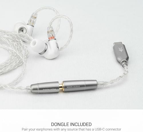 MEZE AUDIO ALBA   Wired Earbuds in Ear Monitor Headphones for Audiophiles   USB C Adapter Included   Smartphone Compatible   Noise Isolating   Ergonomic Metal Chassis