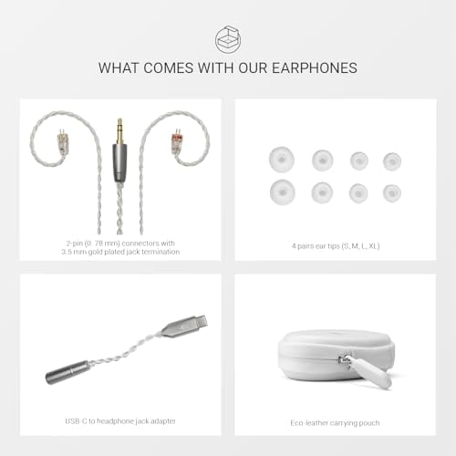 MEZE AUDIO ALBA   Wired Earbuds in Ear Monitor Headphones for Audiophiles   USB C Adapter Included   Smartphone Compatible   Noise Isolating   Ergonomic Metal Chassis