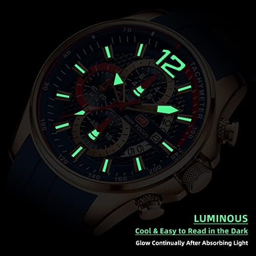 MF MINI FOCUS Men Watch Casual Fashion Wrist Watches  Chronograph/Waterproof/Luminous/Calendar  Silicon Band Quartz Watches for Men  Black2 