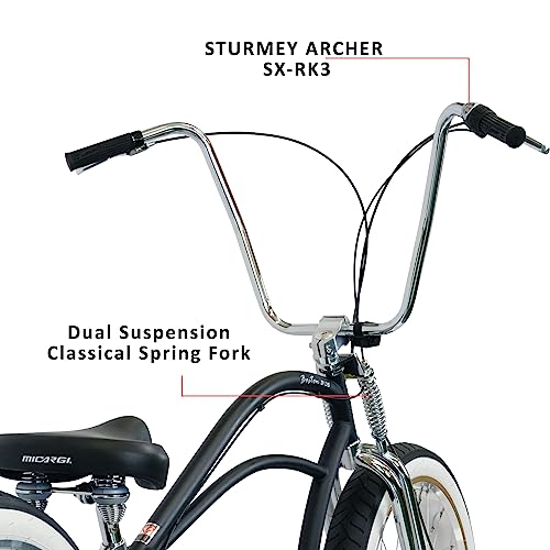 MICARGI 26 7/GT7/3I DS Speed Bicycles Boston Chopper Style Stretch Cruiser Bikes  Hi Ten Steel Frame for Adult Women Men Multiple Colors