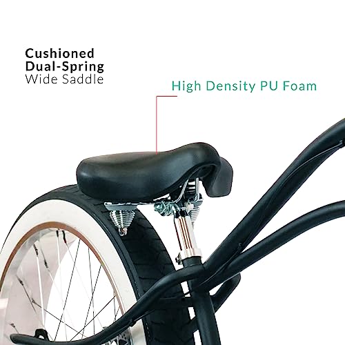 MICARGI 26 7/GT7/3I DS Speed Bicycles Boston Chopper Style Stretch Cruiser Bikes  Hi Ten Steel Frame for Adult Women Men Multiple Colors