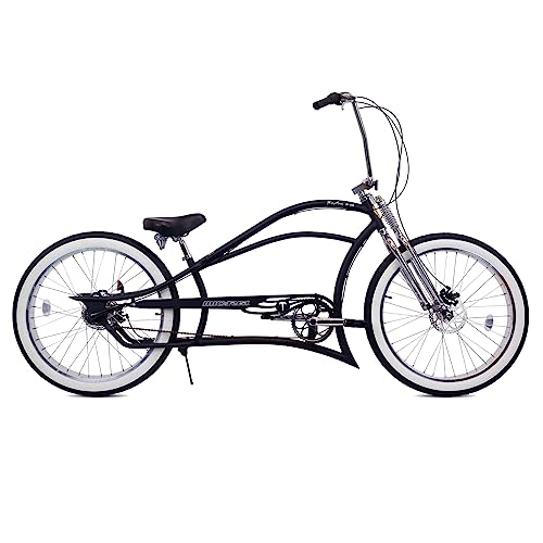 MICARGI 26 7/GT7/3I DS Speed Bicycles Boston Chopper Style Stretch Cruiser Bikes  Hi Ten Steel Frame for Adult Women Men Multiple Colors